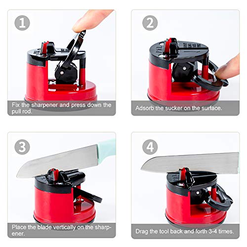 Mini Knife Sharpener, Pocket Knife Sharpener, Suitable for All Blade Types, Blade Sharpener, One Hand Knife Sharpener With Suction Pad, Small Knife Sharpener Suitable for Kitchen, Manual Room Camping