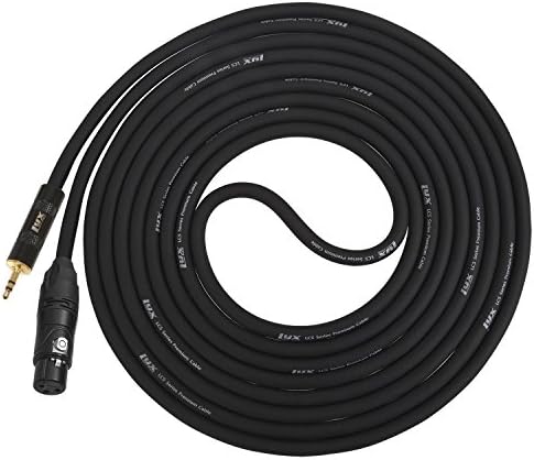 LyxPro 3.5mm-Stereo (1/8" TRS) to XLR-Female Cable for Professional Microphones to connect to devices with 3.5mm mini inputs - 50 Ft - Black