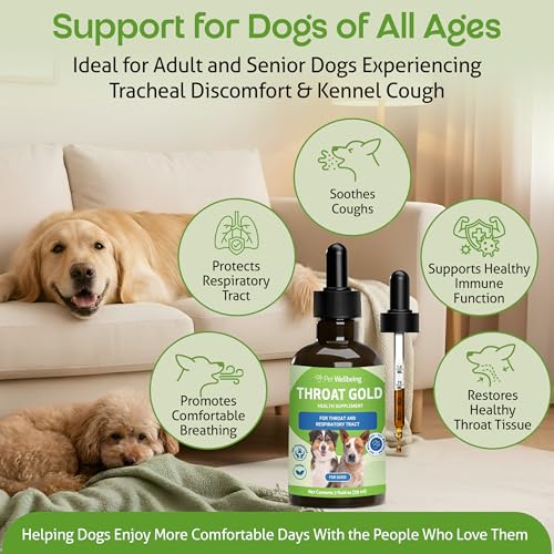 Pet Wellbeing - Throat Gold for Dogs - Natural Herbal Throat and Respiratory Support for Canines - 2 oz (59ml)