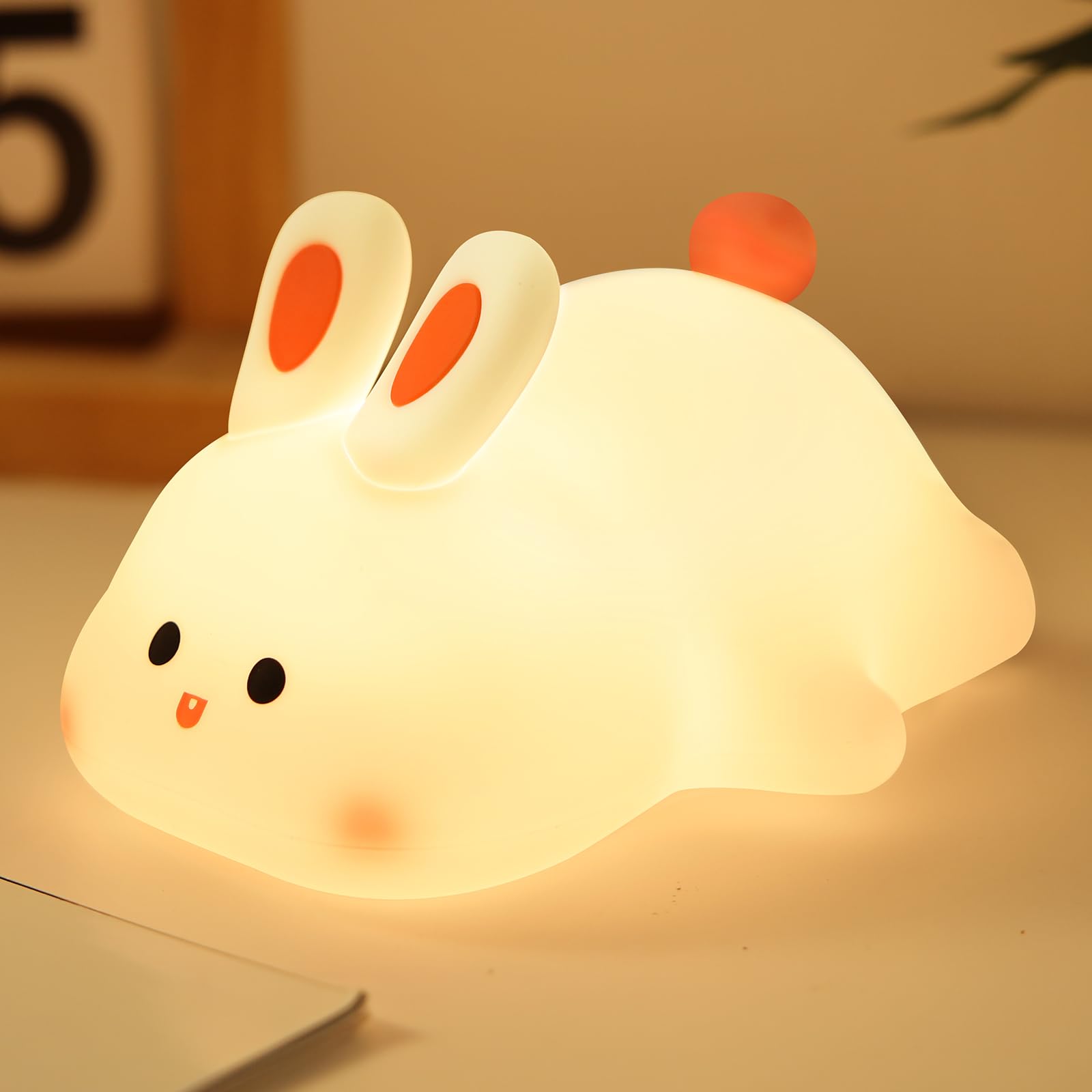 YISUN Kids Night Light, Squishy Silicone Cute Lamp, Rechargeable Dimmable Portable Bedside Touch Lamp, Nursery Squishy Light for Breastfeeding Room (Rabbit)