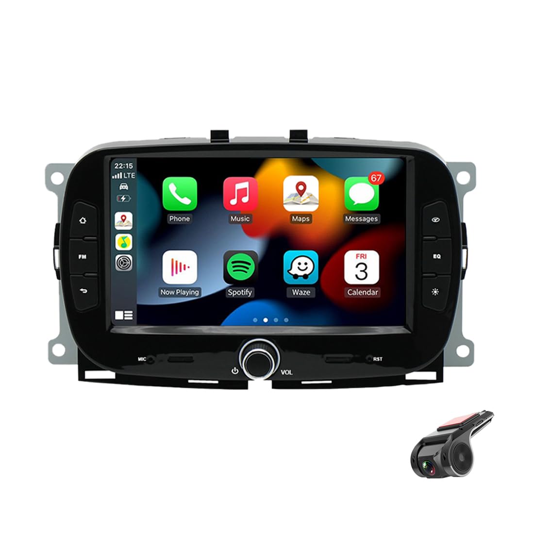 BOOMBOOST Car Stereo Android 11 Compatible for Fiat 500 2016-2019 with Wireless CarPlayer Android Auto, 7 Inch 2 Din Touch Screen Car Radio Support Bluetooth/FM/WiFi/GPS/Mirror Link+Android DVR