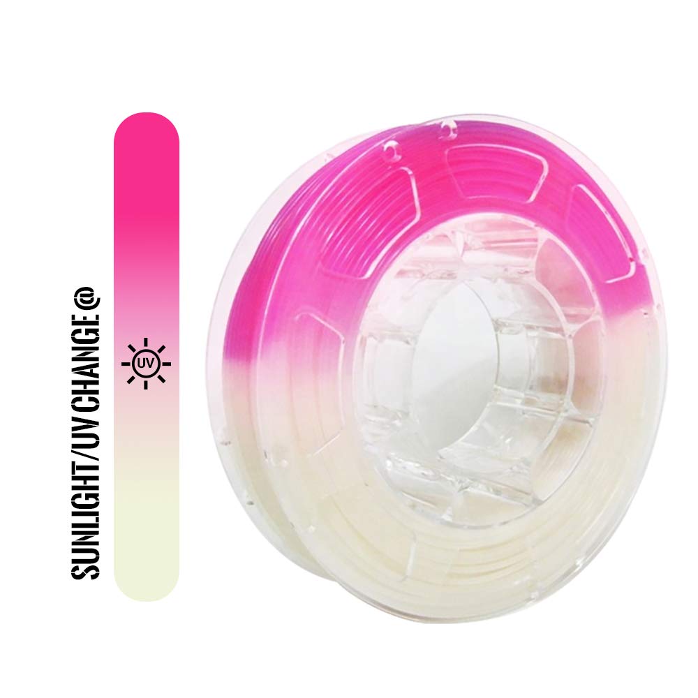 TOPZEAL 3D Printer Filament PLA 1.75mm UV Light Change Color Series, Dimensional Accuracy +/- 0.05mm, 1KG(2.2LBS) Spool for 3D Printer and 3D Pen (White to Red)