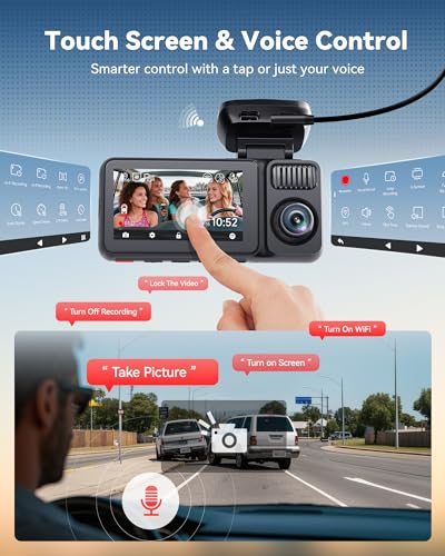 REDTIGER F17 Plus Dashcam 4 Channel Car 2.7K+1080P*3,STARVIS 2,128GB Card,Front,Interior and Rear 360°,IR Night Vision,5.8GHz WiFi,GPS,Voice Control,Parking Mode