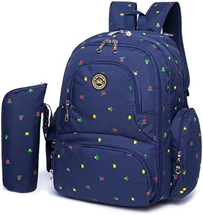 HARFING Waterproof Insulated Diaper Bag Backpack with Changing Pad &amp; Stroller Straps, Large Capacity, Lightweight Travel Baby Gear Nappy Organizer for Mom &amp; Dad,Patterned Blue