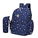 HARFING Waterproof Insulated Diaper Bag Backpack with Changing Pad & Stroller Straps, Large Capacity, Lightweight Travel Baby Gear Nappy Organizer for Mom & Dad,Patterned Blue