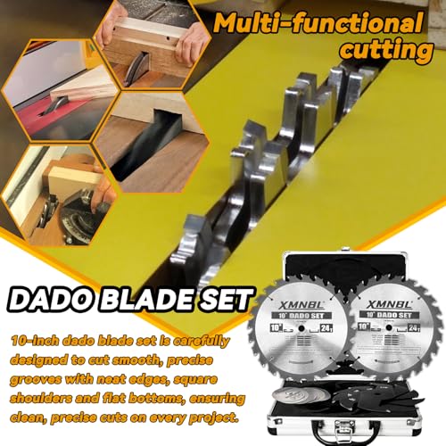 10" Stacking Dado Blade Set 24-Tooth,Dado Blades for 10 Inch Table Saw,Compatible photo 10