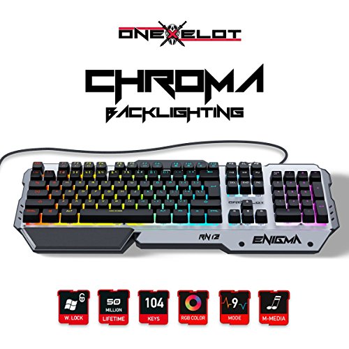 ONEXELOT Aluminum gaming keyboard, USB wired RGB backlit Revolutionary semi mechanical keyboard mod ENIGMA