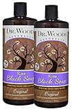 Dr. Woods Natural Raw African Black Moisturizing Liquid Castile Soap with Organic Shea Butter, 32 Ounce (Pack of 2)