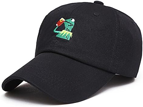 Kingken Fashion Cool Baseball Hat The Frog Sipping Tea Pattern Adjustable Strapback Cap (Black)