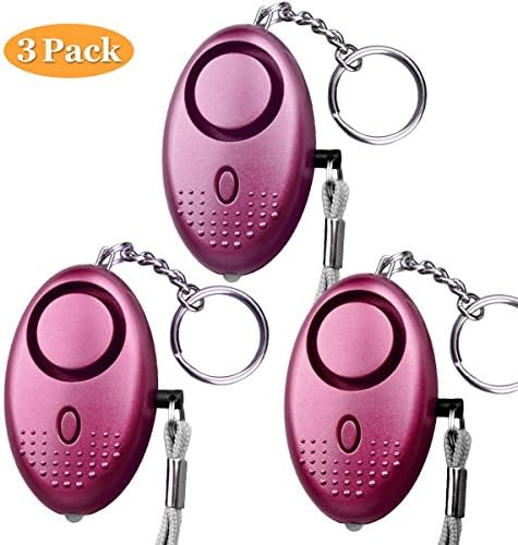 3 Pack Personal Alarm Keychain with LED flashlight - 2018 version 140db with 5 year warranty - Great self defense security protection for Kids, Students, Women, Elderly (Other Colors Avail) (Purple)