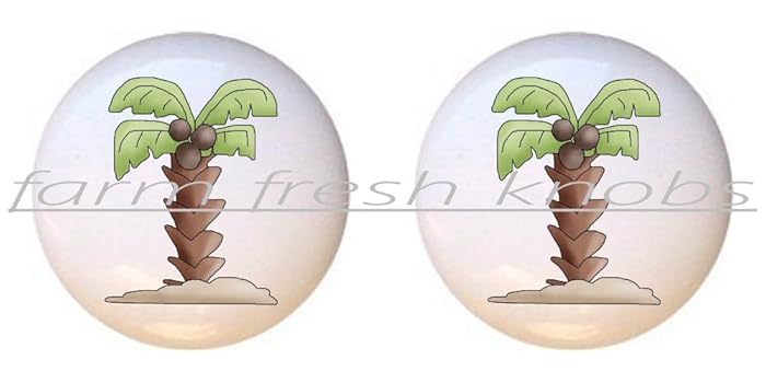 Amazon Com Set Of 2 Knobs Palm Tree Seashore Whimsical