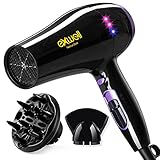 Hair Dryer with Diffuser, Exwell 1875W Lower Noise(75dB) Professional Blow Dryer with 2 Speed and 3 Heat Settings,Fast Drying Hair Dryer for Home/Travel