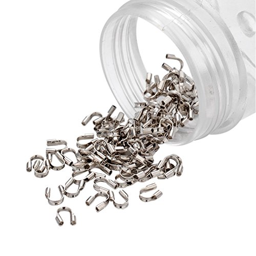 Beadthoven 100pcs Brass Wire Guardian Wire Cable Protectors, Platinum Color, Nickel Free, 4x5x1mm