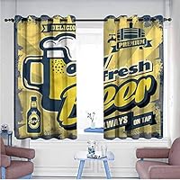 SAMEK Kids Curtains,Man Cave Fresh Premium Beer Retro,Curtains for Living Room,W72x45L