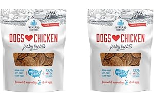 Farmland Traditions Dogs Love Chicken Jerky Dog Treats with Only 3 Ingredients and No Fillers, 1 Pound Bag (Pack of 2)