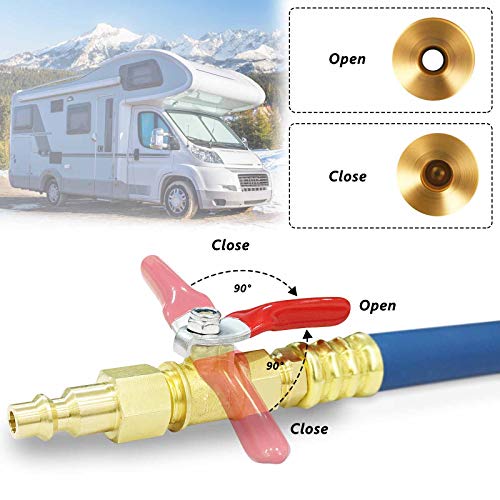 Jusen RV Antifreeze kit Sprinkler Adapter with ShutOff Valve, 12inch air Compressor Male and