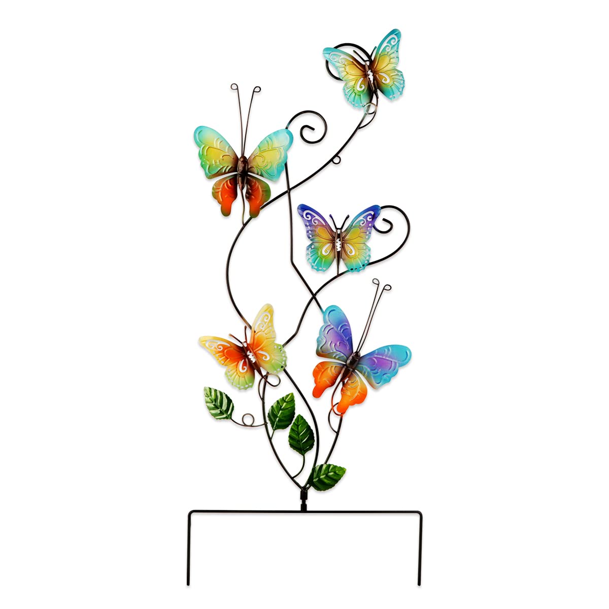Larber Metal Butterfly Stake for Garden Ornaments Outdoor, Large Colorful Butterfly Sculpture, Decorative Animal Flower Stakes for Patio Lawn Yard Decoration, 83 x 26 CM