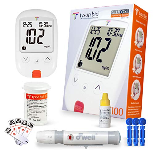 O’Well Tyson Blood Glucose Diabetes Testing Kit + 50 Refills | Includes: Meter, 50 Test Strips, 50 Lancets, Lancing Devices, Control Solution, Manuals, Logbook & Carry Case