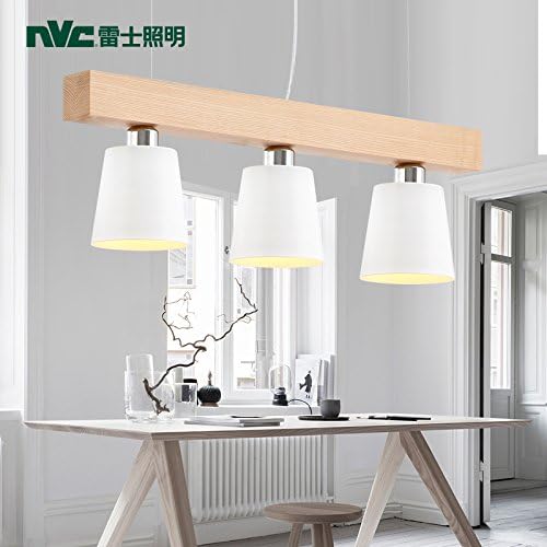 NVC original wind led restaurant lighting chandelier wooden hanging lighting modern minimalist Scandinavian meal creative desk lamp,3 head
