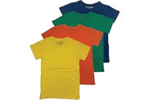 BROOKLYN VERTICAL Boys 4-Pack Short Sleeve Solid Color T-Shirts | Cotton Crew Neck Tagless Tees