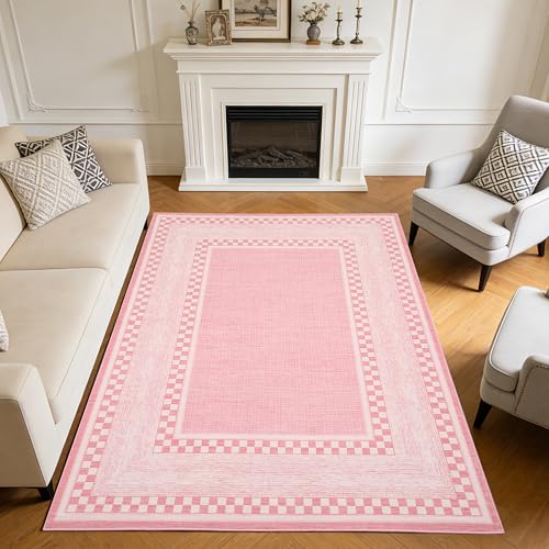 GarveeHome Checkered Area Rug 2x6, No Slip Washable Rug, Modern Bedroom Rug Und…