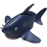 QZUnique Dinosaur Shark Shoulder Bag for Women 3D Animal Novelty Purse Zipper Crossbody Handbag Clutch Messenger Bag for Girl