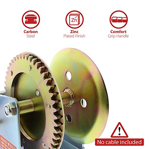 ABN Hand Winch Crank Gear Winch, Heavy Duty, up to 2500 lbs for Trailer, Boat or ATV - Image 4