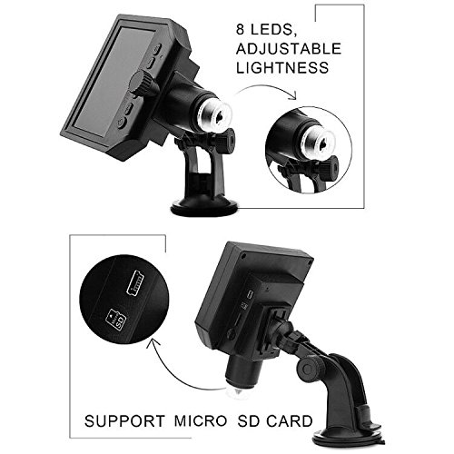 MWAY Portable Digital Microscope 3.6MP 600x Sensor Zoom LCD kit with1080P/720P/VGA Stereo Camera Vedio Microscope for QC/Industrial/Collection Inspection Multi Use Smart Microscope