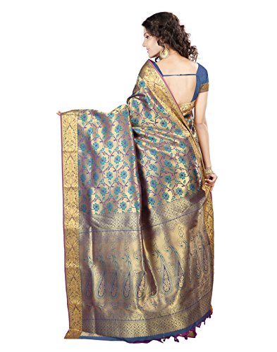 Janasya Women's Rama Kanchipuram Art Silk Brocade Saree - Image 4