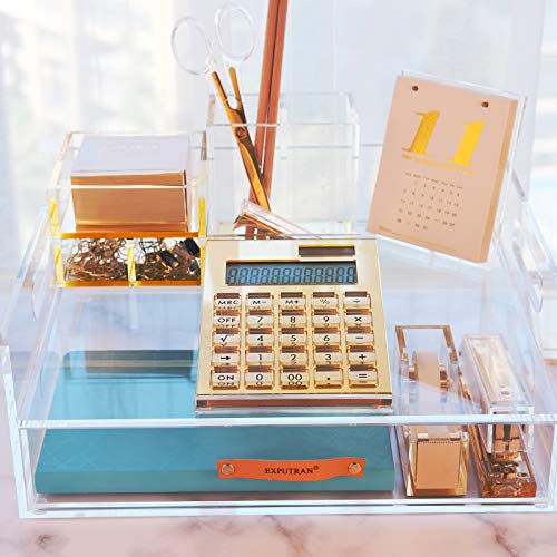 EXPUTRAN Acrylic Calculator with Stand, Battery and Solar Hybrid