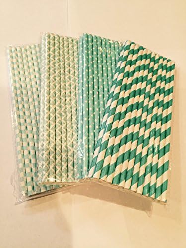 Swirly Twirly Combo Straws, Biodegradable Paper Straws, Very attractive &amp; Flowery Designs (100 Pcs, Combo-38)