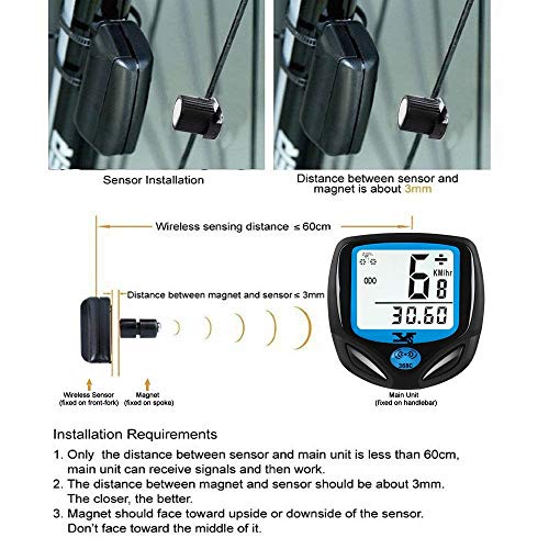 DINOKA Bike Speedometer Waterproof Wireless Bicycle Bike Computer and Cycling Odometer with