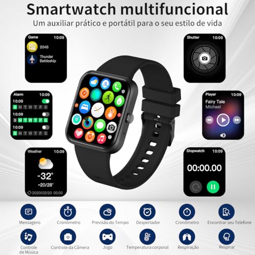 PEJE Smartwatch HXW06,Tela TFT HD de 1,83" Ecrã tátil e Ai,Feminino e Masculino,123 Esportes,IP68 à rova d'água, Chamada Bluetooth, Compatível com Android iOS （Pulseira em aço dourado）