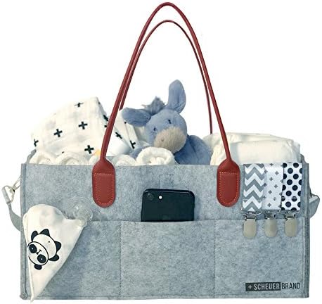 Baby Diaper Caddy- Diaper Caddy Organizer with Attachable Shoulder Strap | Baby Caddy | Diaper Organizer for Changing Table | Diaper Storage | Baby Basket | Caddy Organizer | Bonus Bib