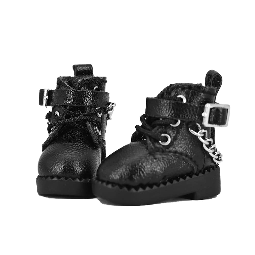 niannyyhouse Ob11 Boots High Top Shoes 1/12 BJD Doll Body Accessories (black)