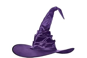LKQBBSZ Halloween Purple Large Ruched Witch Hat for Women Men Wizard Hat Pointed Cap Cosplay Costume Accessories