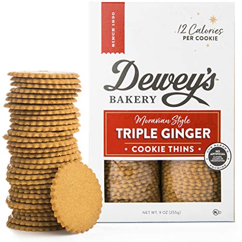 Dewey's Bakery Triple Ginger Moravian Style Cookie Thins | Baked in Small Batches | Real, Simple Ingredients | Time-Honored Southern Bakery Recipe | 9 oz (Pack of 3)