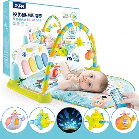 Mimu Shop Gym for Baby Play Mat Toddler Blanket Piano Pedal Fitness Hanging Toys with Music (Big, Multicolour)