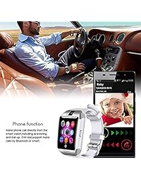 Reloj inteligente Bluetooth Fitness Tracker   Reloj deportivo con pantalla táctil con cámara podómetro, monitor de sueño, recordatorio de llamadas mensajes, reproductor de música antipérdida, compatible con Android Smartwatches (blanco3)