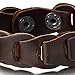 COOLSTEELANDBEYOND Mens Brown Leather Link Bracelet Leather Bangle Bracelet Wristband with Snap Buttons