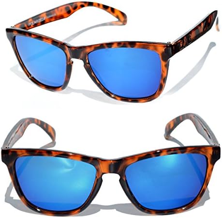 Polarized Tortoise Shell Sunglasses with Blue Mirrored Lenses by DANG Shades