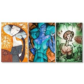 Canvas Wall Art European Painting Artwork for Home Prints Framed - 16"x24" x 3 Panels