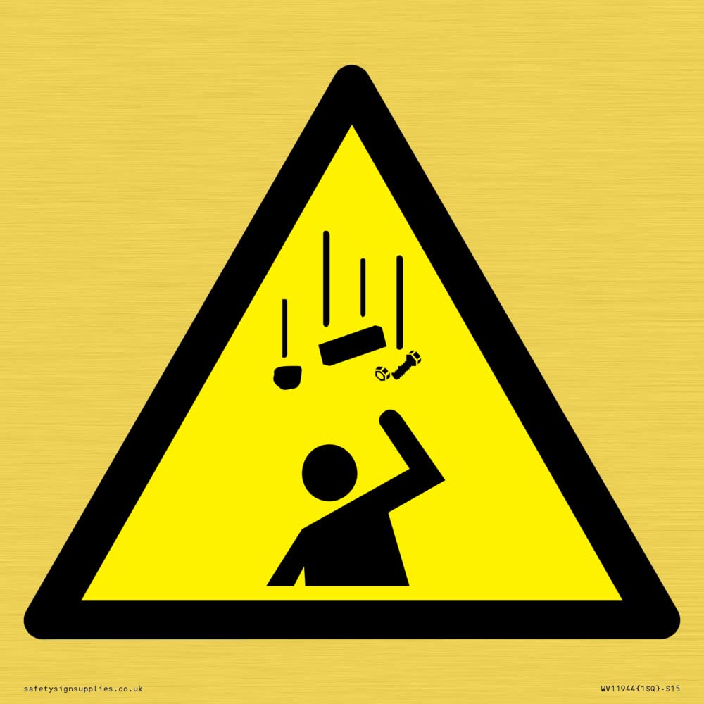 W035 Warning: Falling objects Sign - 150x150mm - S15
