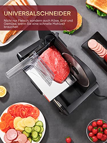 Electric 200 Watt Universal Slicer for Home Use, Professional Bread Slicer with Removable 2 x 19 cm Blade, 0-15 Precise Thickness Button Cut Meat Ham Bread Fruit Safety Protection