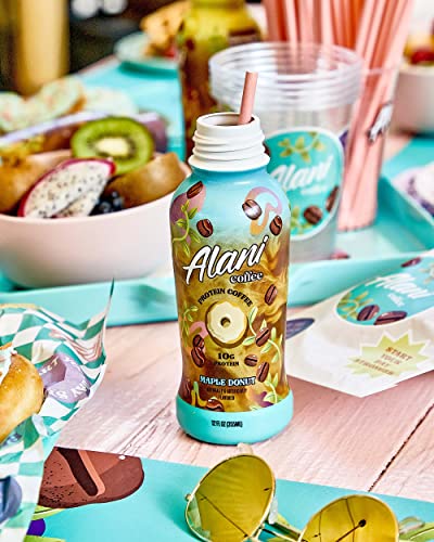 ALANI NU PROTEIN COFFEE MAPLE DONUT | READY TO DRINK COLD BREW WITH 10G OF PROTEIN | 100MG CAFFEINE | 90 CALORIES, NATURALLY FLAVORED | 12 FL OZ BOTTLES | 12 PACK
