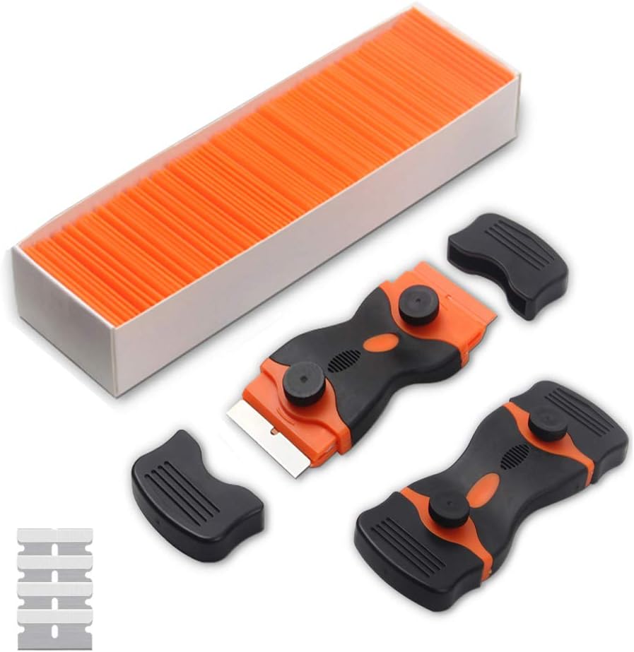 2 Pack Razor Blade Scraper,Double Edge Stickers Adhesive Remover Tool