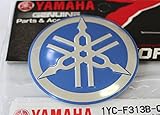 Yamaha 1YC-F313B-Q3-BU - Genuine 55MM Diameter Yamaha Tuning Fork Decal Sticker Emblem Logo Blue / Silver Raised Domed Metal Alloy Construction Self Adhesive Motorcycle / Jet Ski / ATV / Snowmobile