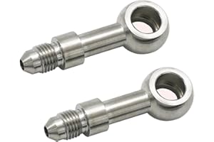 KRD PERFORMANCE Stainless Steel Straight 10.2mm M10 Banjo Eye Hole Diameter to 3AN Male Brake Clutch Fitting for AN3 PTFE Brake Hose Line, 2 PCS