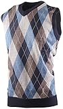Enimay Men's Business Casual Fashion V Neck Argyle Golf Sweater Vest Argyle Blue | Brown Large