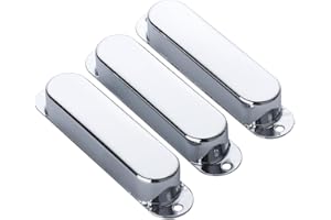 GUTAHARE 3Pcs Closed Brass Single Coil Pickup Covers Pickup Mounting Ring For Fender Strat Squier Electric Guitar Accessories (Silver(Chrome))